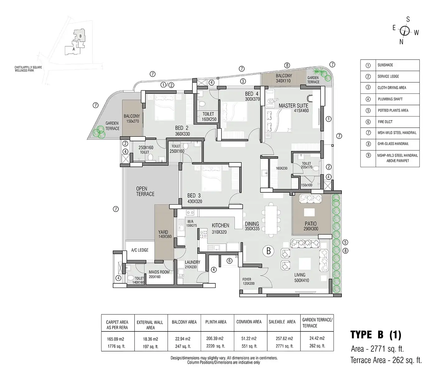 3 BHK home layout at Elevate Homes Sector 63A Gurgaon